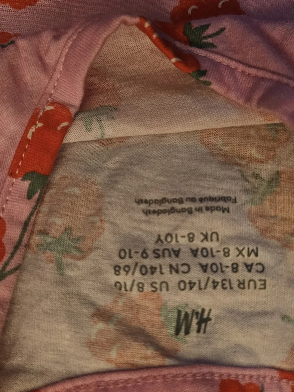 Girls' Pink Strawberry Print Tank Dress Size 8-10 Youth